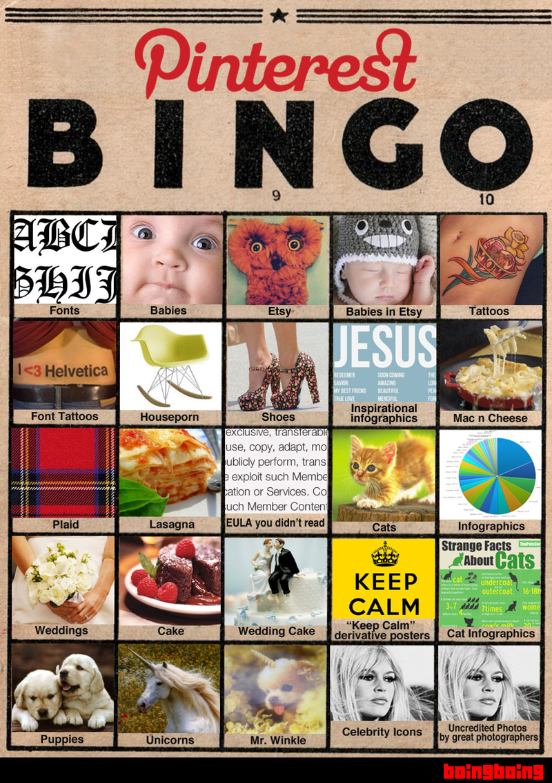 Illustration for article titled Determine How Predictable Your Friends Are With Pinterest Bingo
